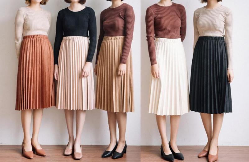 Đầm xếp ly dài qua gối