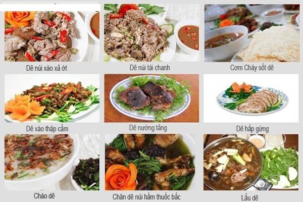 Có nhiều tên gọi các món được làm từ thịt dê