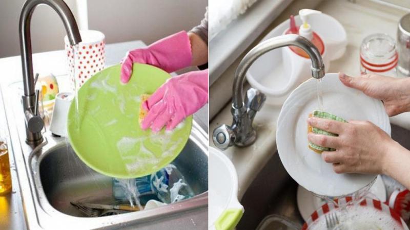 Không nên ngâm bán đĩa vào chậu rửa bát