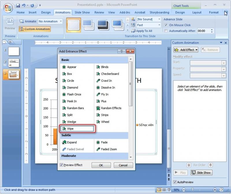Tạo hiệu ứng cho slide