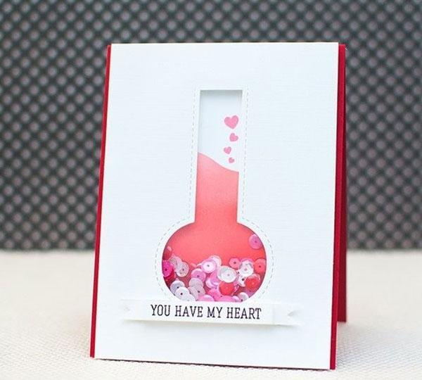 Thiệp Valentine lọ hóa chất tình yêu