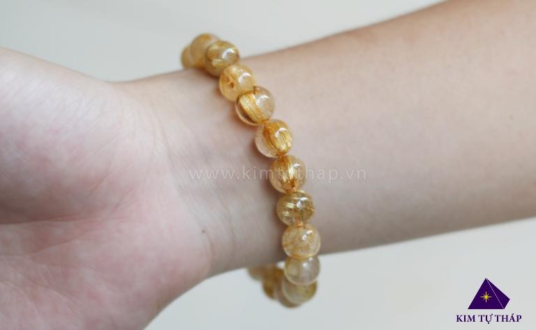 Vòng tay đá phong thủy thạch anh vàng